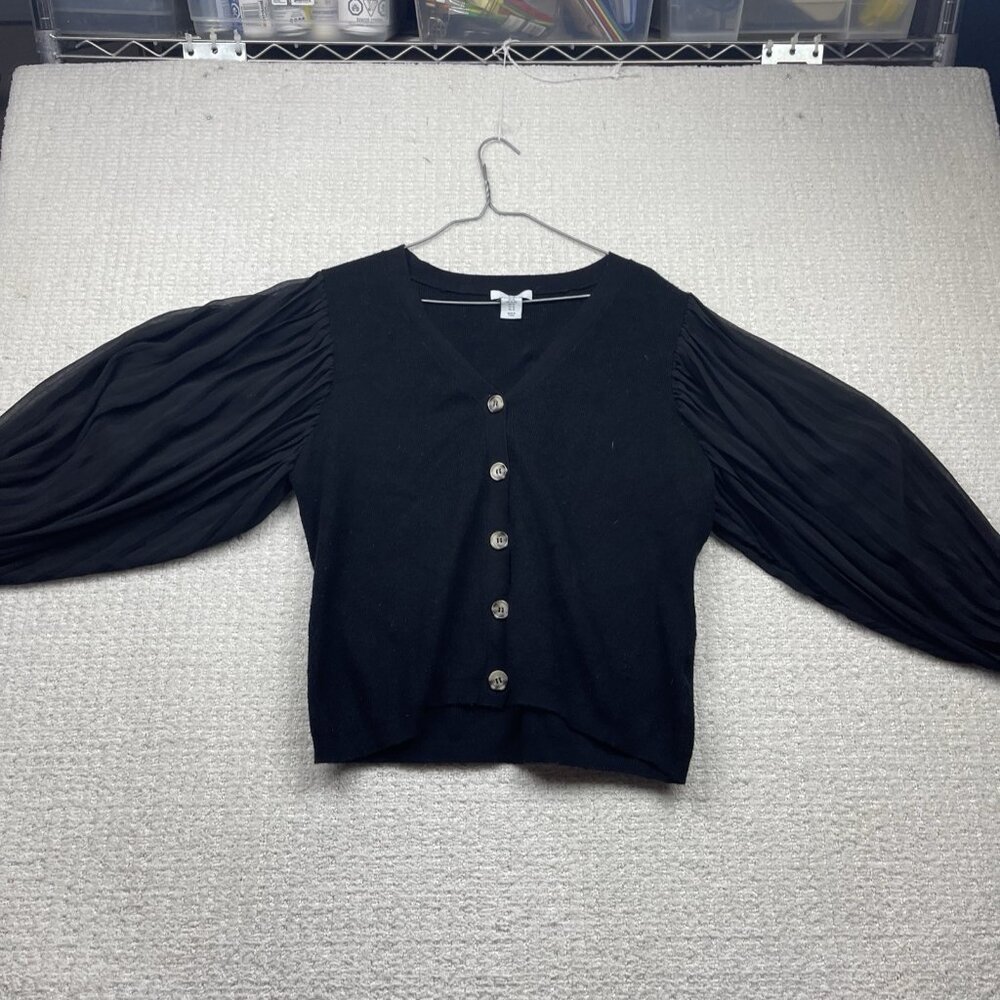 Halston Sheer Balloon Sleeve Ruffled Blouse Sz XL Dark Romance Victorian Goth - Picture 5 of 11